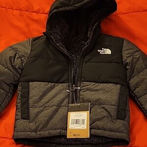 The North Face Black and Dark Gray Puffer Jacket Fleece Lined
